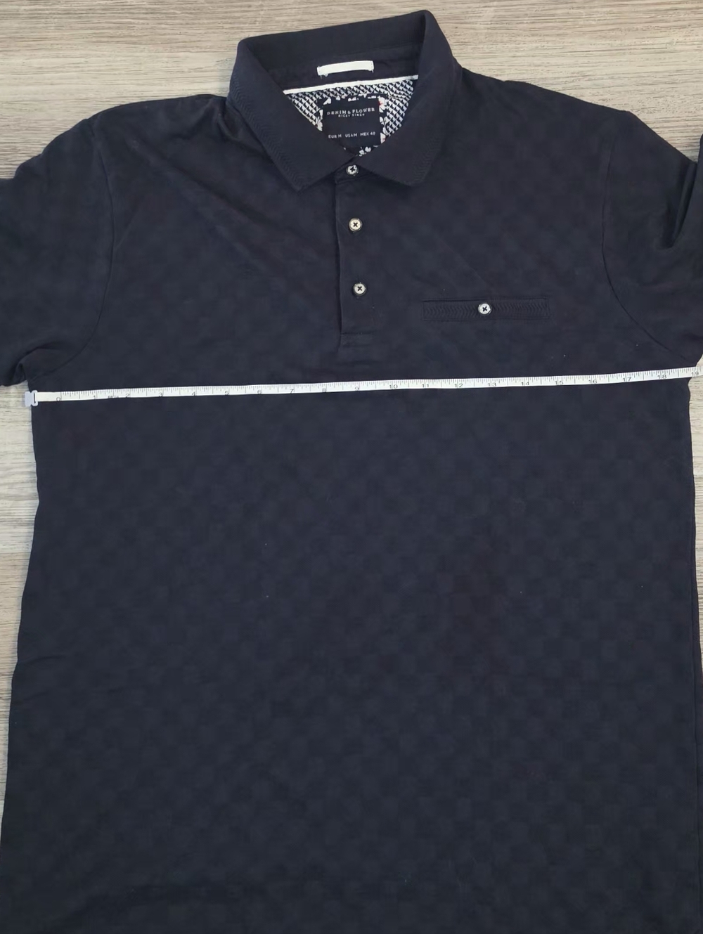 Denim & Flower Men's Black Check-Pattern Polo